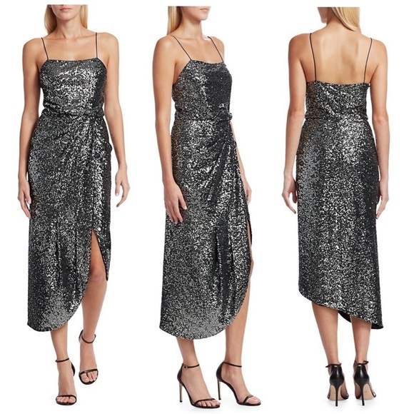 Derek Lam 10 Crosby Lexis Sequin Women’s Sheath Dress in Gunmetal color size 4 - Picture 1 of 14